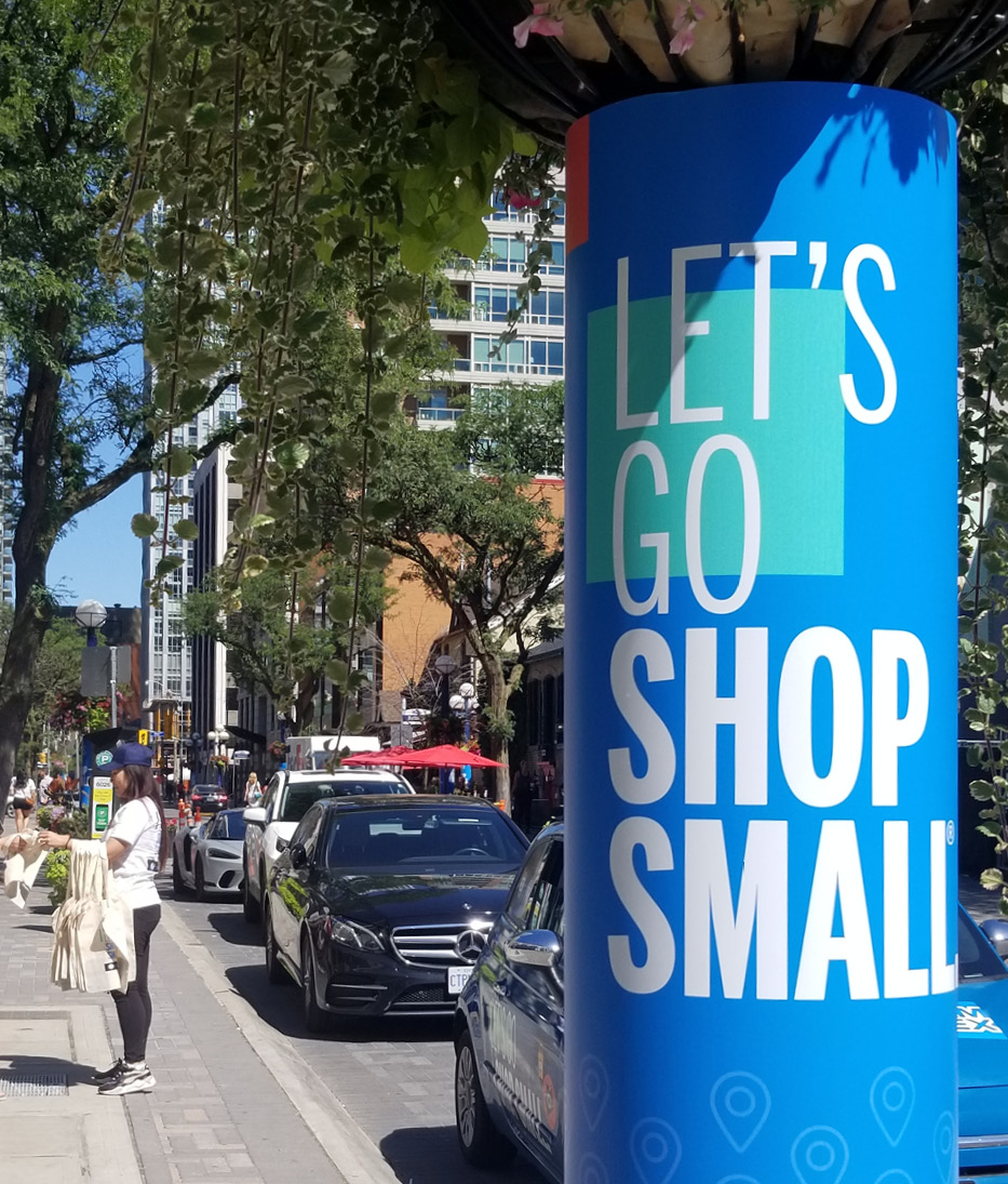 Shop Small campaign event with local merchant displays