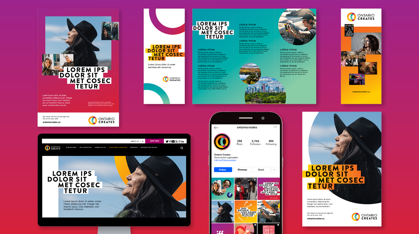 Ontario Creates brand applications and marketing collateral