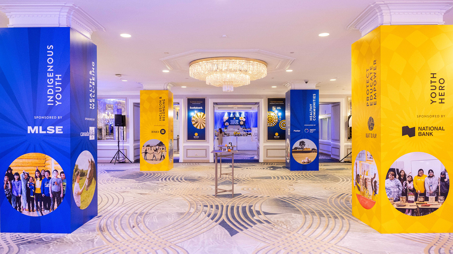 Right to Play gala stage design and presentation